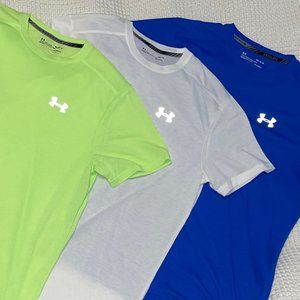 THREE Under Armour Heatgear Threadborne Run Fitted Tee Shirts size MEDIUM